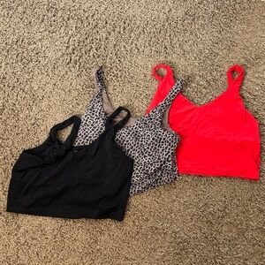 Aerie Set of Three Bralettes - Black, Leopard, and Red